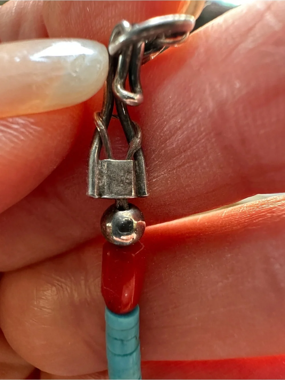 Vibrant Turquoise Necklace with Red Coral Bead Accent